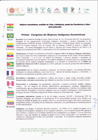Primer Congreso de Mujeres Indígenas Amazónicas